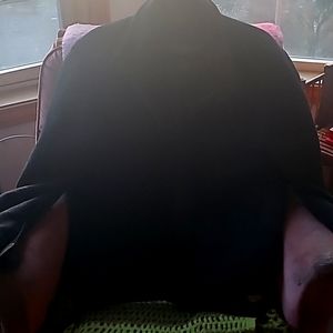 Men's black wool coat leather collar heavy quilted lined  x